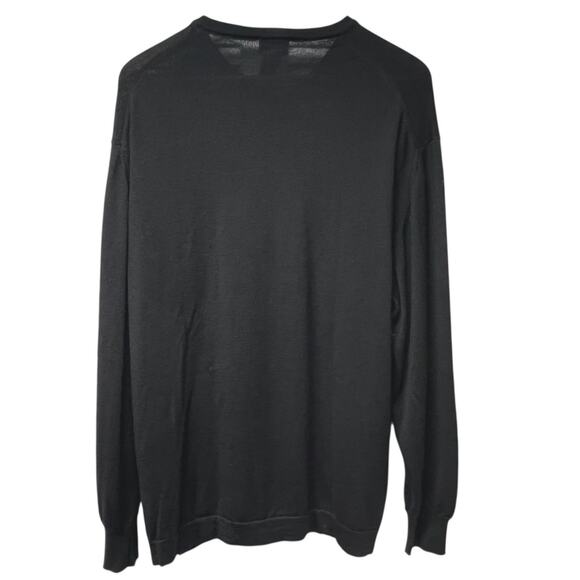 Linea Uomo Mens Black 100% Merino Wool V-Neck Light Sweater Size US Large EU 52 - Picture 2 of 8
